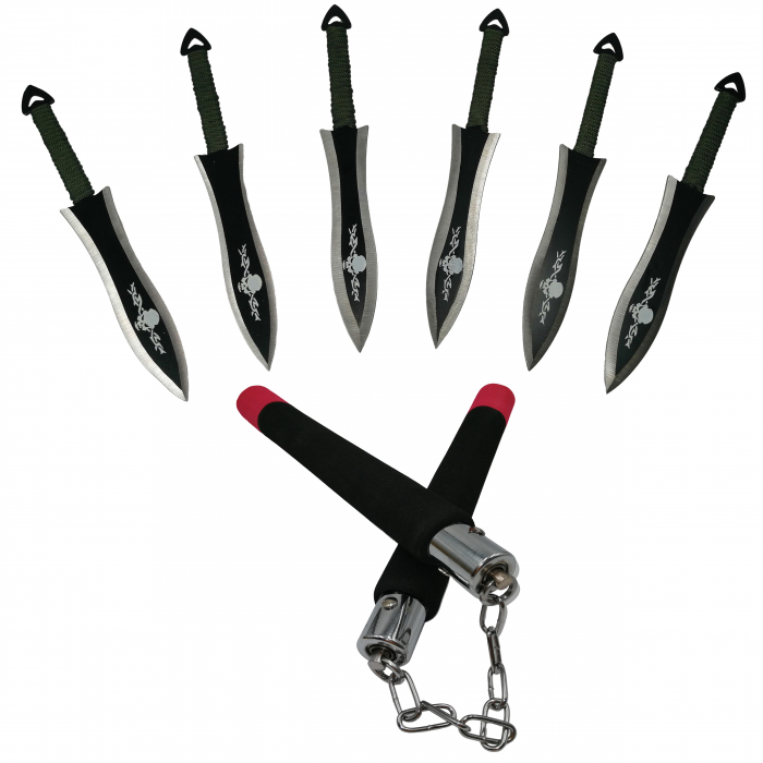 Set antrenament IdeallStore, nunceag si cutite de aruncat, multicolor [1]
