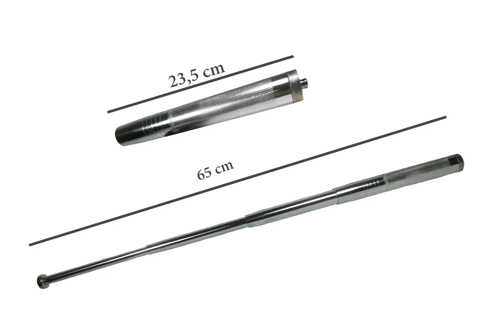 Set baston telescopic din otel, argintiu, 64 cm + box-rozeta craniu auriu [2]