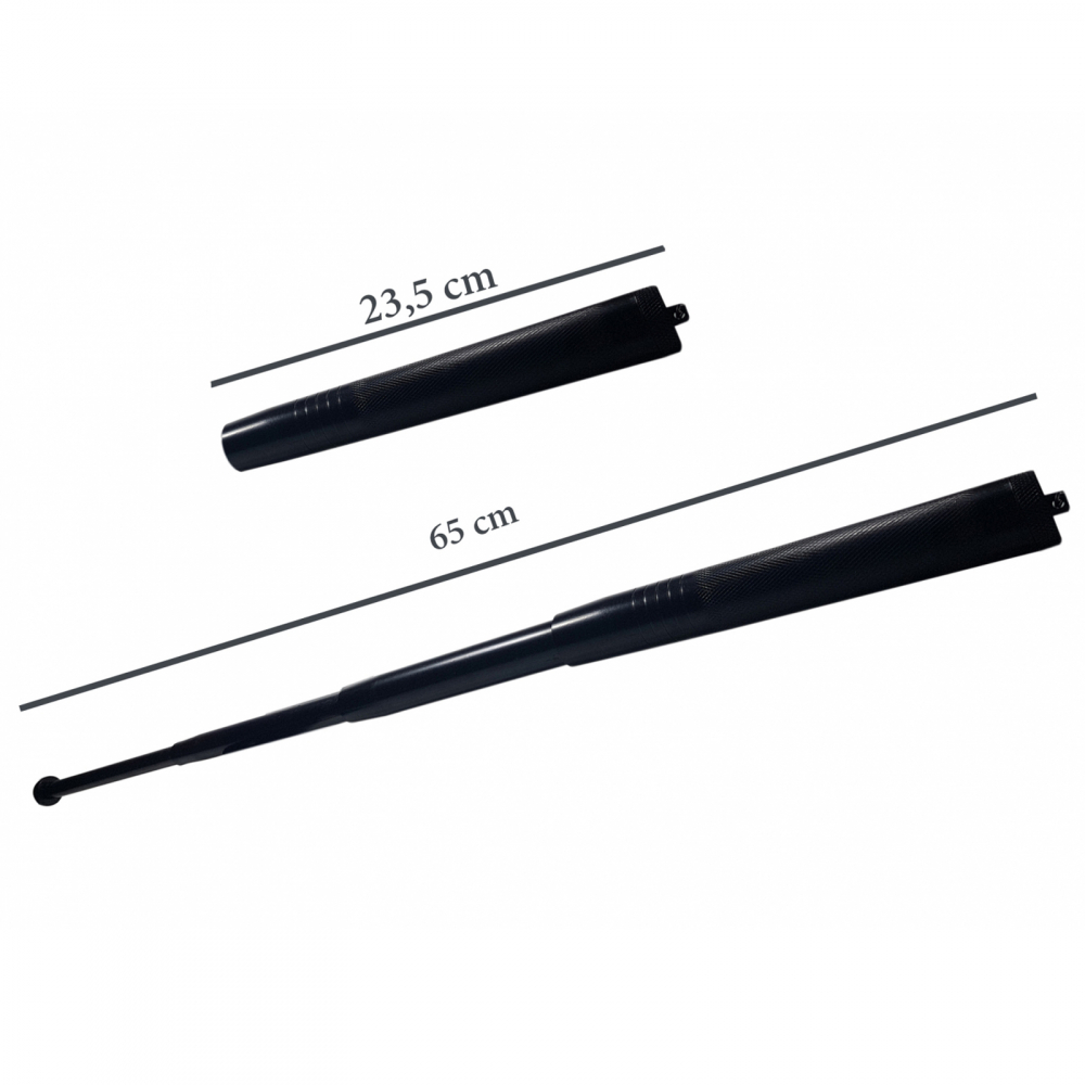 Baston telescopic 65 cm IdeallStore®, Total Defence, 4 sectiuni, negru, husa inclusa [4]