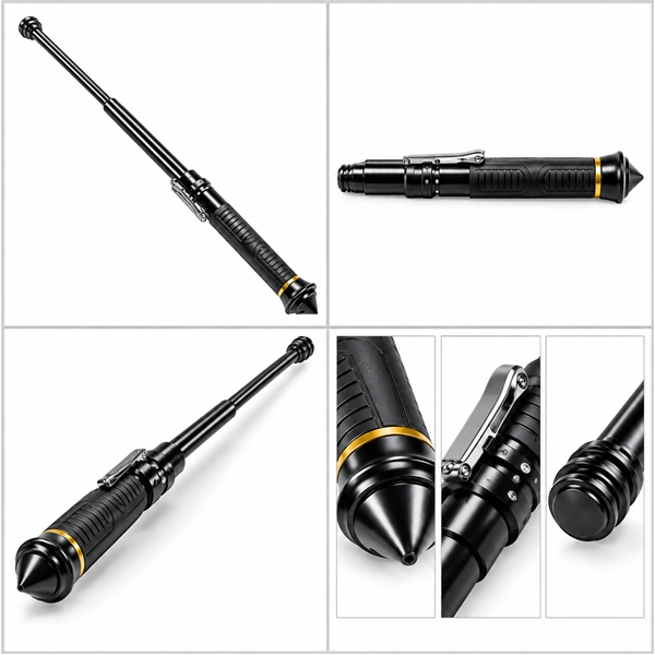 Set baston telescopic din otel 3 sectiuni si spray paralizant chili DEPOX®, rainbow, 66 cm/60 ml, husa inclusa [5]