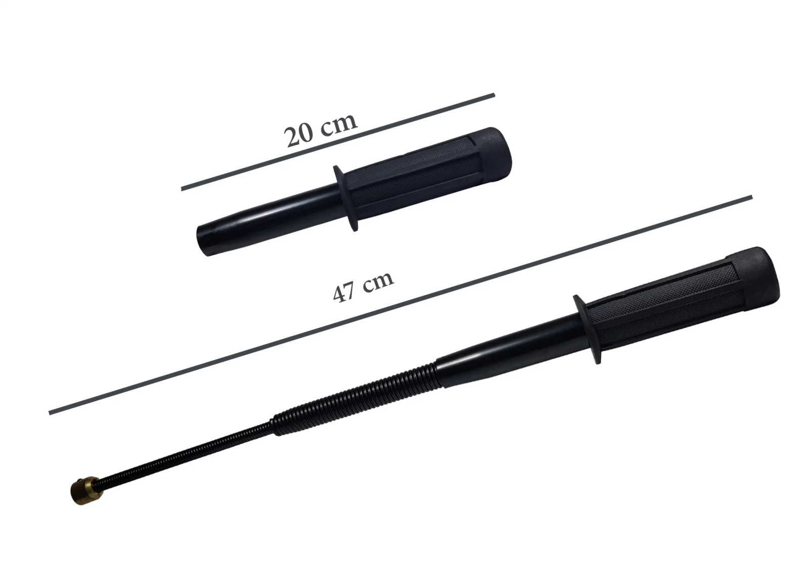 Set baston telescopic flexibil negru maner tip tonfa 47 cm +  pumnal/box crani [4]