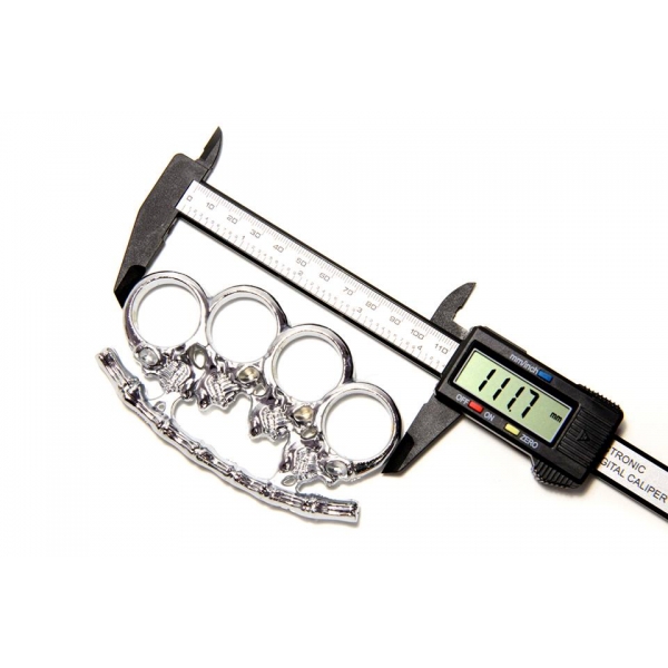 Set baston telescopic flexibil argintiu, maner cauciuc, 47 cm  +  pumnal/box craniu argintiu [5]