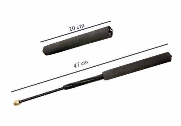 Set baston telescopic flexibil negru 47 cm +  pumnal/box craniu argintiu [4]