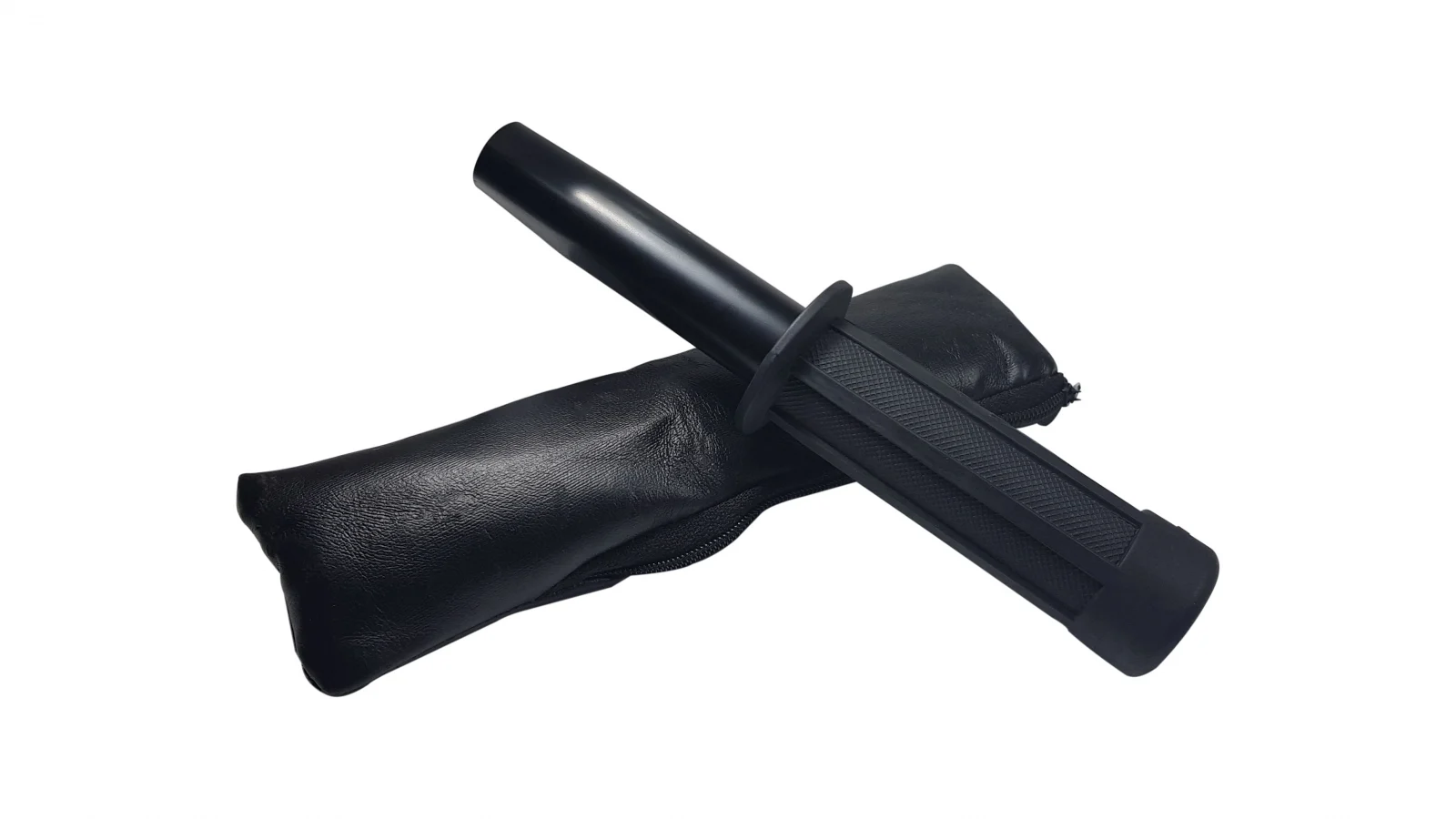 Set baston telescopic flexibil negru maner tip tonfa 47 cm + pumnal craniu [4]