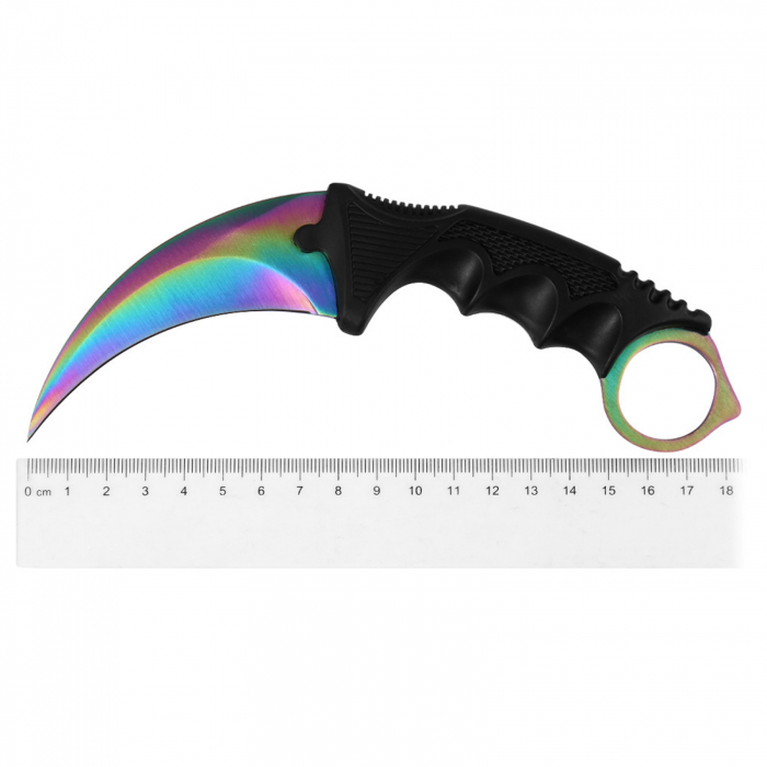Set Box autoaparare si Cutit karambit Rainbow , 18.5 cm IdeallStore® , otel inoxidabil [2]