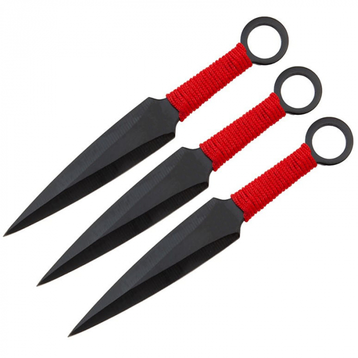 Set Briceag fluture de antrenament si trei cutite de aruncat, Ninja Way, IdeallStore®, otel inoxidabil [9]