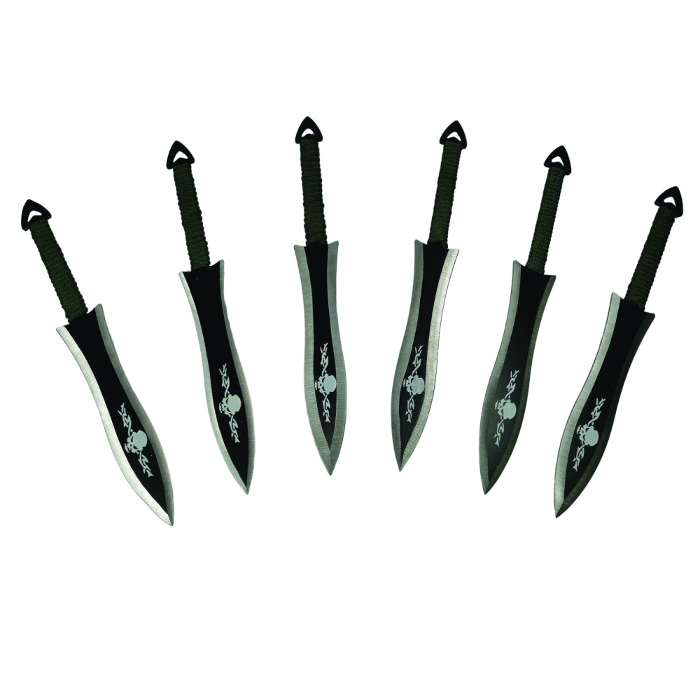 Set briceag fluture, rozeta si 6 cutite de aruncat, otel inoxidabil, negru [8]