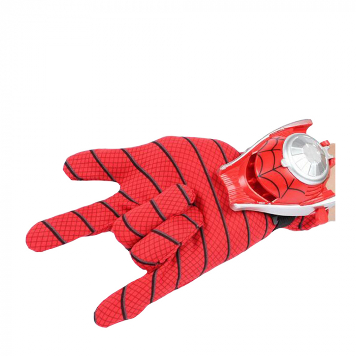 Set costum clasic Spiderman cu muschi, rosu, manusa ventuze si discuri, 5-7 ani, 110-120 cm [6]