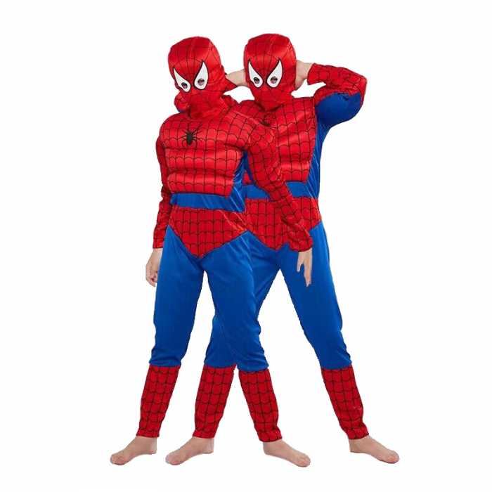 Set costum Ultimate Spiderman pentru copii, 100% poliester, rosu si masca plastic, 5-7 ani, 110-120 cm [5]