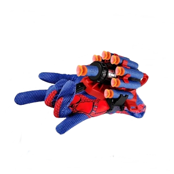 Set costum si manusa lansator cu 7 ventuze din burete SpiderMan, marime 5-7  ani, rosu [7]