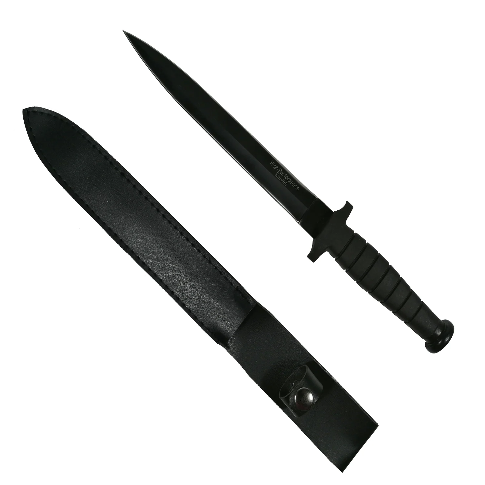 Set Cutit de vanatoare cu doua taisuri si Maceta Rambo, IdeallStore®, Otel inoxidabil, Negru [2]