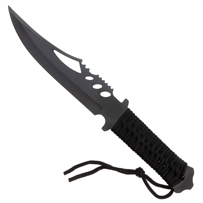 Set Cutit de vanatoare si trei cutite de aruncat, Black Fury,IdeallStore®, otel inoxidabil,teaca inclusa [10]