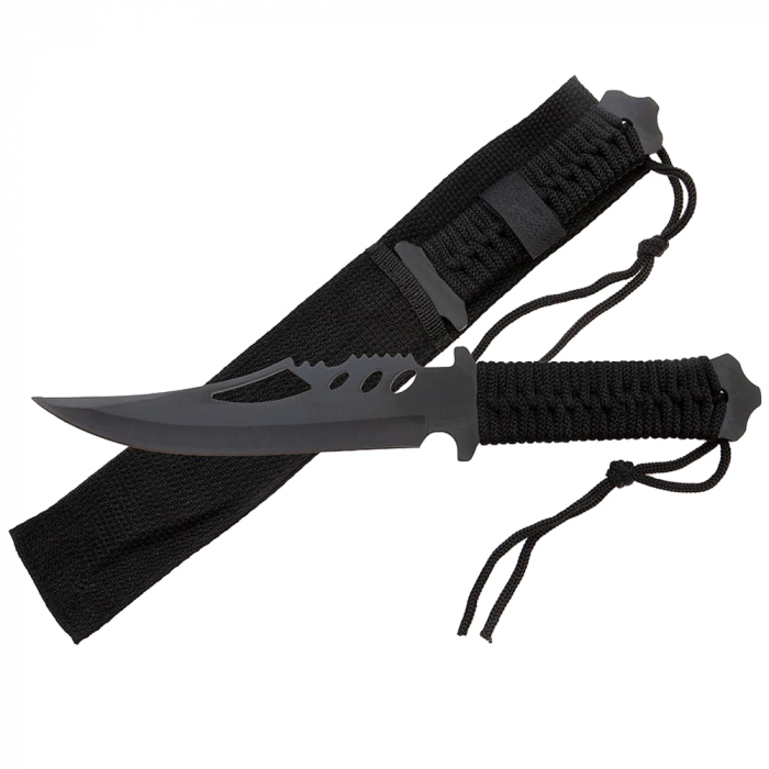 Set Cutit de vanatoare si trei cutite de aruncat, Black Fury,IdeallStore®, otel inoxidabil,teaca inclusa [9]