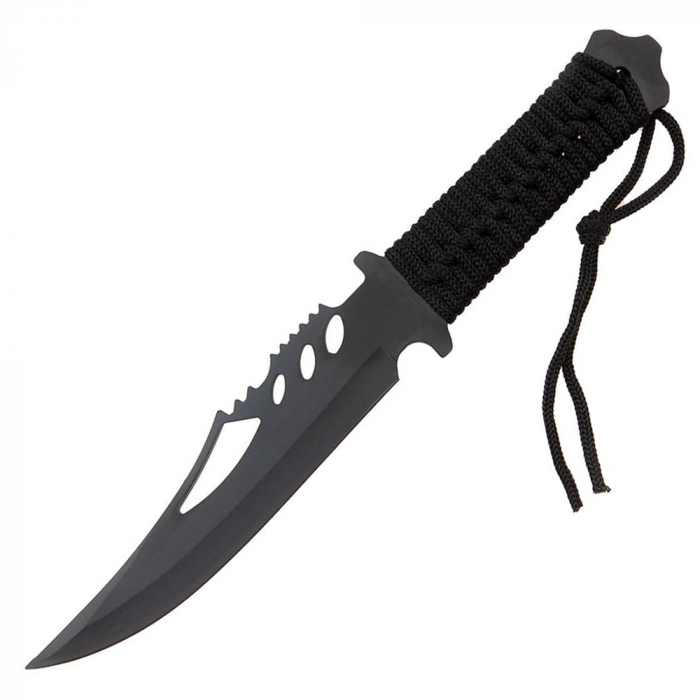 Set Cutit de vanatoare si trei cutite de aruncat, Black Fury,IdeallStore®, otel inoxidabil,teaca inclusa [8]