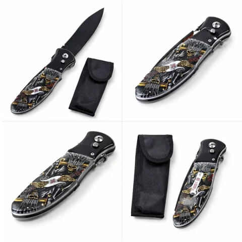 Set de doua cutite automate, DEPOX®, 24 cm,husa inclusa, maner decorativ, multicolor [4]