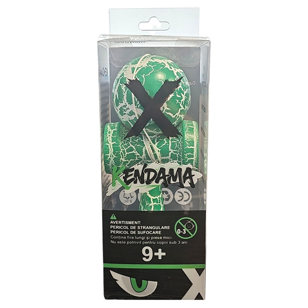 Set de doua Kendama X Originala, Profesionala, DEPOX®, Cracked, Lemn, 18 cm, verde/negru [5]