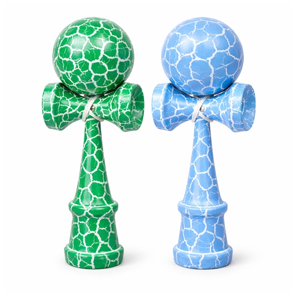 Set de trei Kendama X Originala, Profesionala, DEPOX®, Cracked, Lemn, 18 cm, verde/albastru/negru [2]
