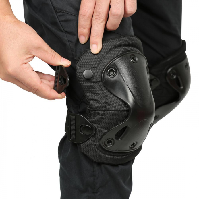 Set de protectie, Tactical Gear, genunchiere si cotiere, nylon, marime universala, negru [11]