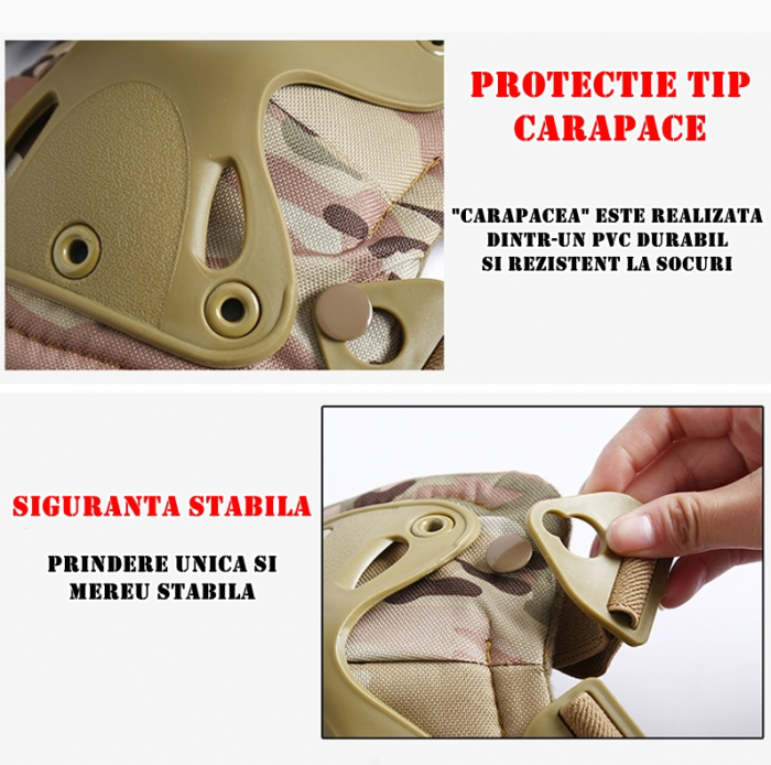 Set de protectie, Tactical Gear, genunchiere si cotiere, nylon, marime universala, Desert Camuflaj [8]