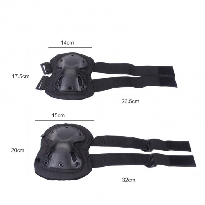 Set de protectie, Tactical Gear, genunchiere si cotiere, nylon, marime universala, negru [4]