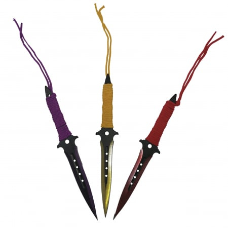 Set de vanatoare IdeallStore®, Sabie Red Ronin si set trei cutite de aruncat, otel inoxidabil, negru [9]