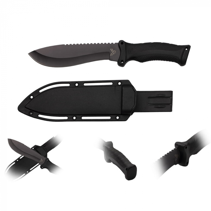 Set de vanatoare IdeallStore®, Kukri Madness, maceta si cutit, negru, teaca inclusa [4]