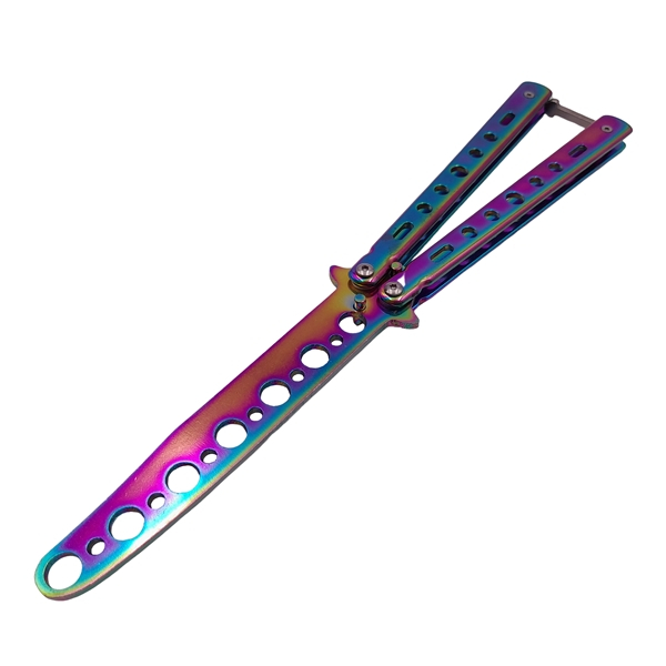 Set doua briceaguri fluture de antrenament IdeallStore®, Rainbow Distortion, otel inoxidabil [7]