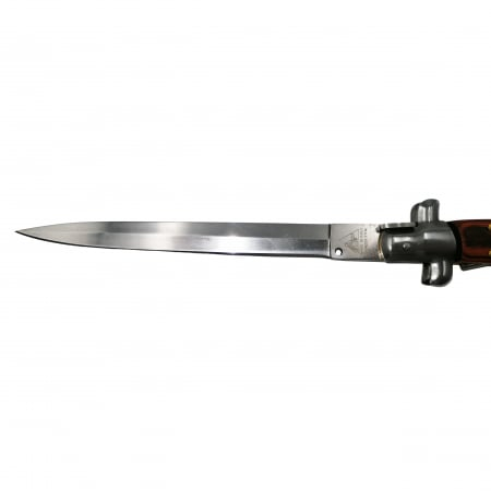 Set doua bricege automat stiletto, Italian Blade, otel inoxidabil, husa inclusa, argintiu si maro, 33 cm [8]