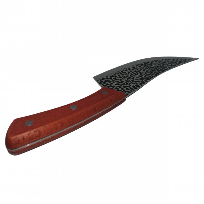Set doua cutite de bucatarie IdeallStore®, Japanese Vibe, lucrate manual, otel damasc, maner lemn, maro [6]