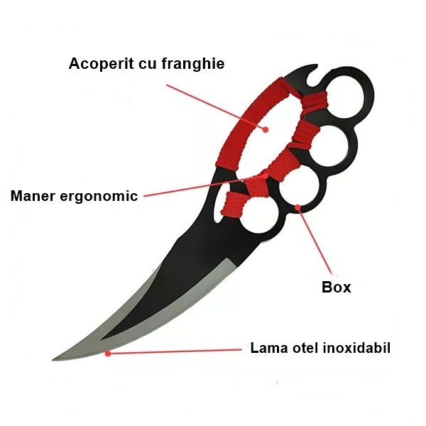 Set doua cutite de vanatoare, Cobra Red, IdeallStore, negru, husa inclusa [5]