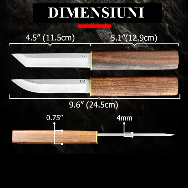 Set doua cutite japoneze fixed blade, maner lemn, 24 cm, camping, vanatoare [2]