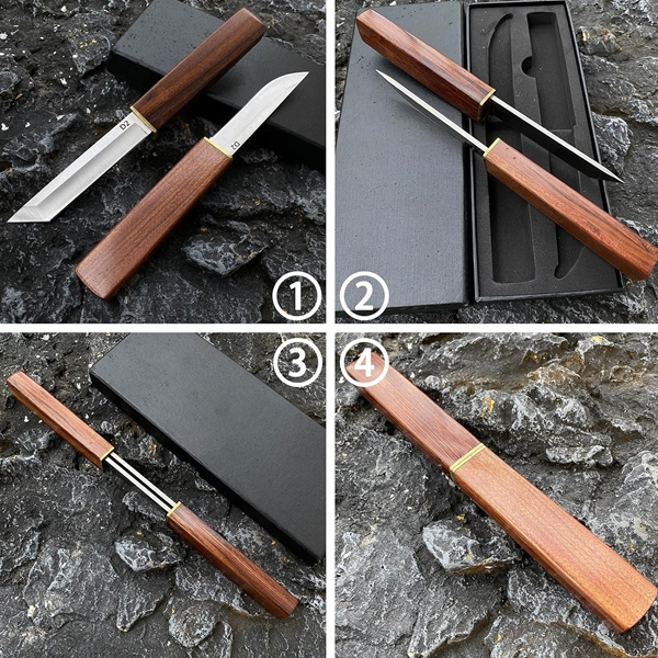Set doua cutite japoneze fixed blade, maner lemn, 24 cm, camping, vanatoare [6]