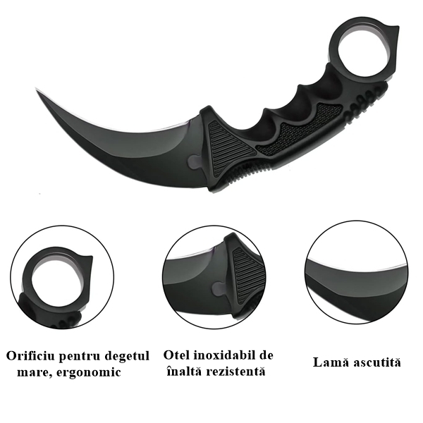 Set doua cutite karambit, 19 cm, negru, teaca inclusa [2]