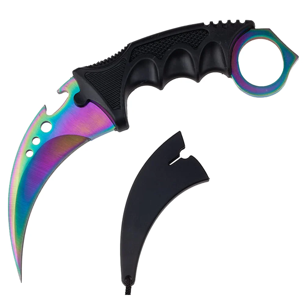 Set doua cutite karambit vanatoare DEPOX®, lamă fixă, oțel inoxidabil 420, multicolor/gri, 19 cm [6]