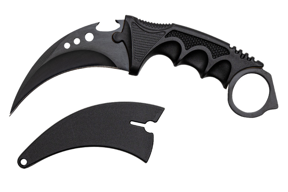 Set doua cutite karambit vanatoare DEPOX®, lamă fixă, oțel inoxidabil 420, negru/gri, 19 cm [12]