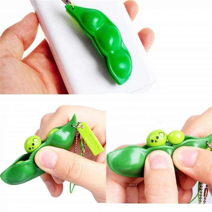 Set trei jucarii antistres IdeallStore®, pastaie de mazare, tip breloc, 6.5 cm, verde - Copie [5]