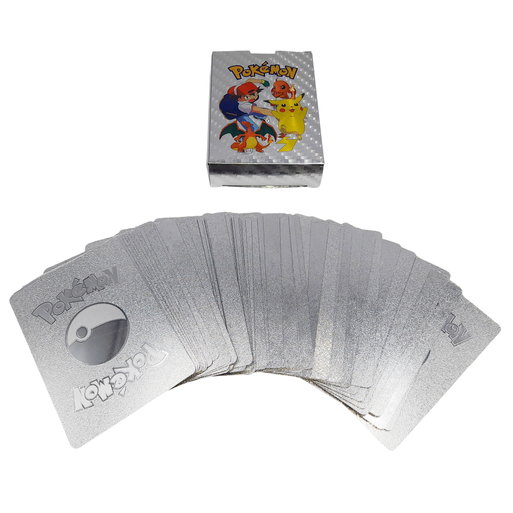 Set doua pachete cartonase Pokemon Gold GTX si  Silver GTX, editie de colectie, 55 bucati, aurii/argintii [5]