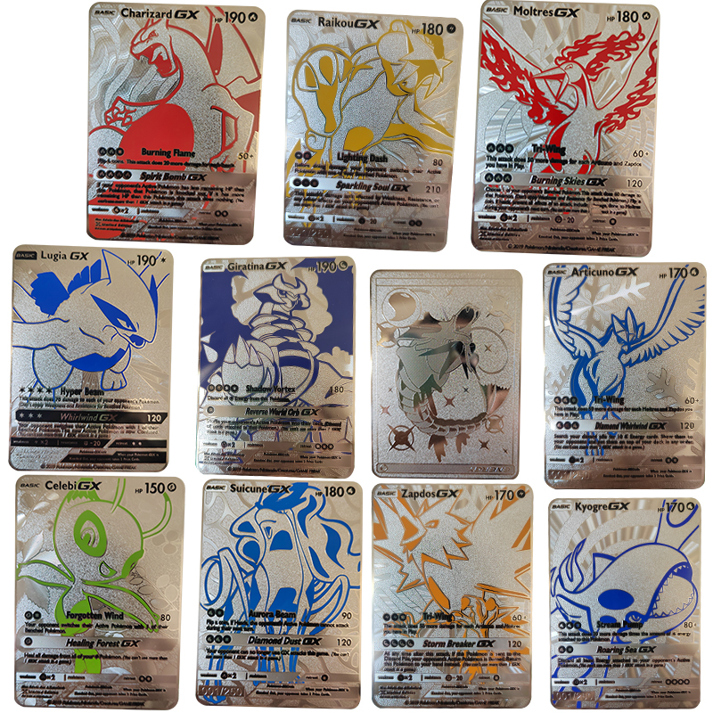 Set doua pachete cartonase Pokemon Gold GTX si  Silver GTX, editie de colectie, 55 bucati, aurii/argintii [8]
