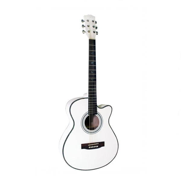 Set corzi si chitara clasica din lemn, Cutaway alb, 95 cm [2]
