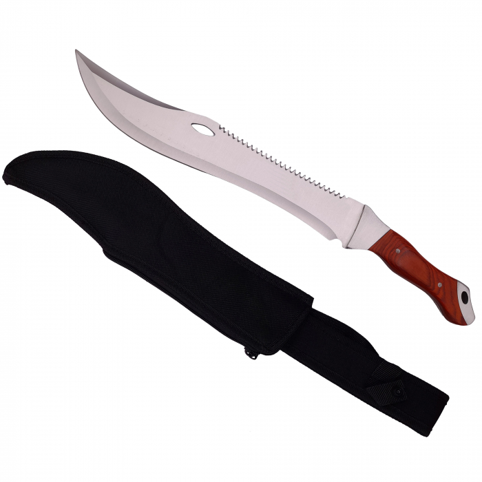 Set maceta de vanatoare IdeallStore®, Knife of Mind, otel inoxidabil, argintie, 46 cm si nunceag burete [2]
