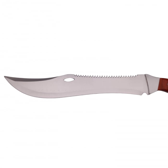 Set maceta de vanatoare IdeallStore®, Knife of Mind, otel inoxidabil, argintie, 46 cm si nunceag burete [5]