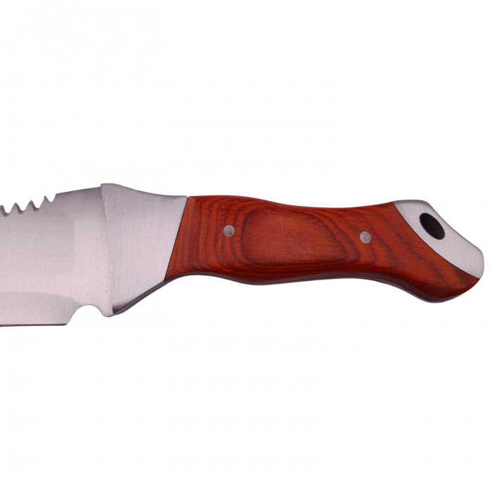 Set maceta de vanatoare IdeallStore®, Knife of Mind, otel inoxidabil, argintie, 46 cm si nunceag lemn [4]