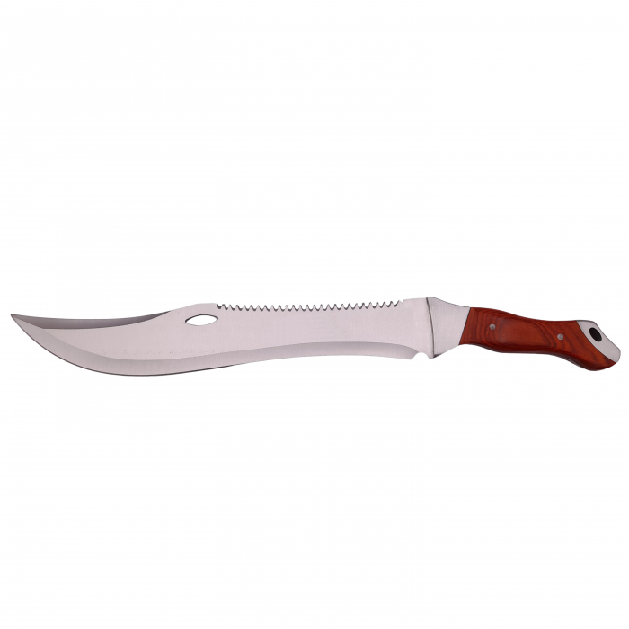 Set maceta de vanatoare IdeallStore®, Knife of Mind, otel inoxidabil, argintie, 46 cm si nunceag lemn [3]