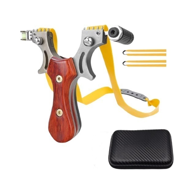 Set prastie metalica cu laser si 300 bile metalice 9 mm, 12 cm, boloboc, maner lemn, maro, husa inclusa [9]