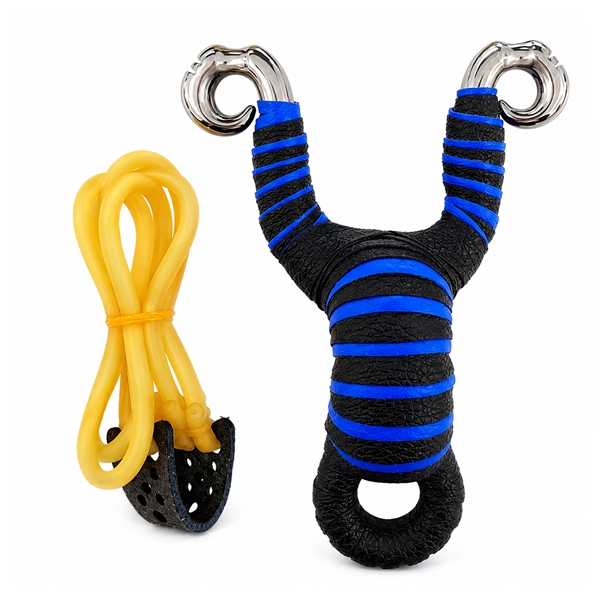 Set doua prastii din aliaj cu benzi elastice DEPOX®, mâner ergonomic, 13 cm, albastru/verde [3]