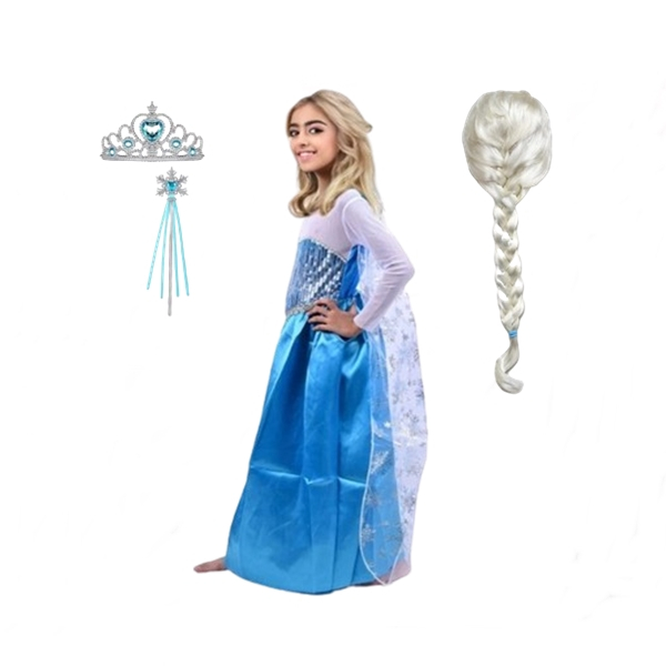 Set rochie si accesorii Elsa Frozen, 5-7 ani, Albastru, Halloween [3]