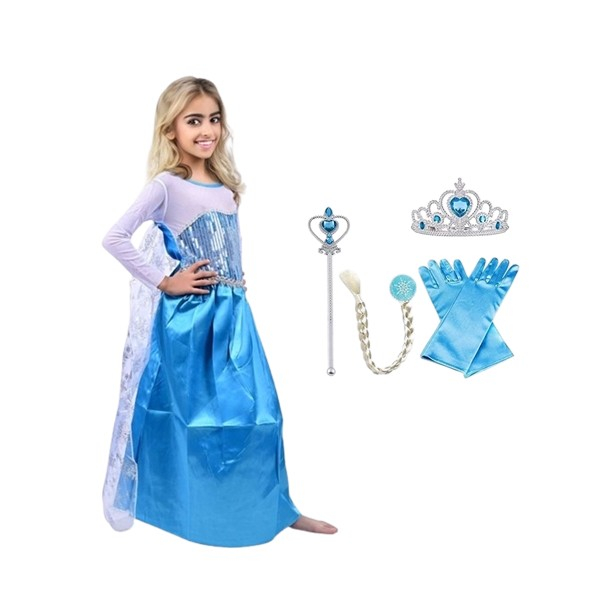 Set rochie si patru accesorii Elsa Frozen, 7-9 ani, Carnaval [7]