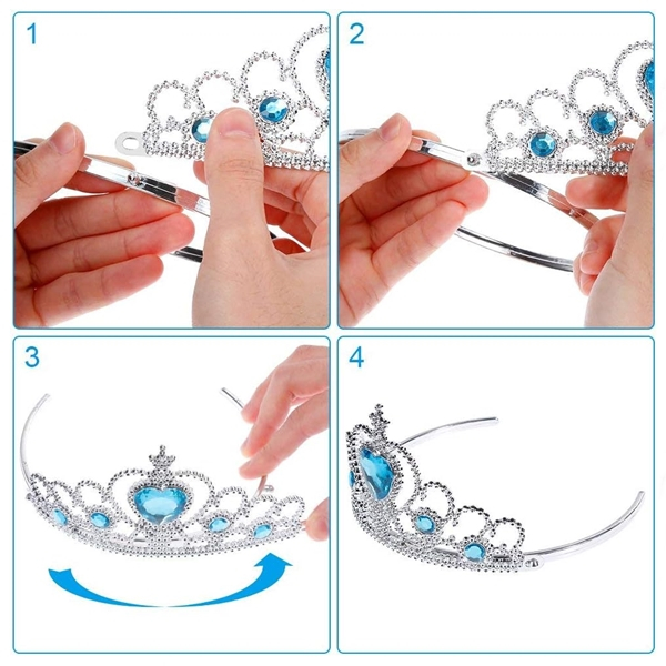 Set rochie si trei accesorii Elsa Frozen, IdeallStore®, Carnaval [3]