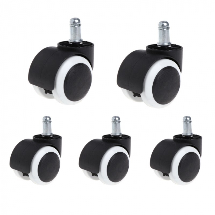 Set baza si role pentru scaun de birou DEPOX®, cauciuc, 5 bucati, negru, 64 cm [6]