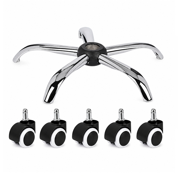 Set bază si roti pentru scaun directorial DEPOX®, metal/pvc, 60 cm, argintiu/negru [2]